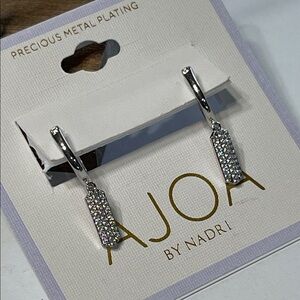 Nadri Silver Huggie Drop Earrings NWT